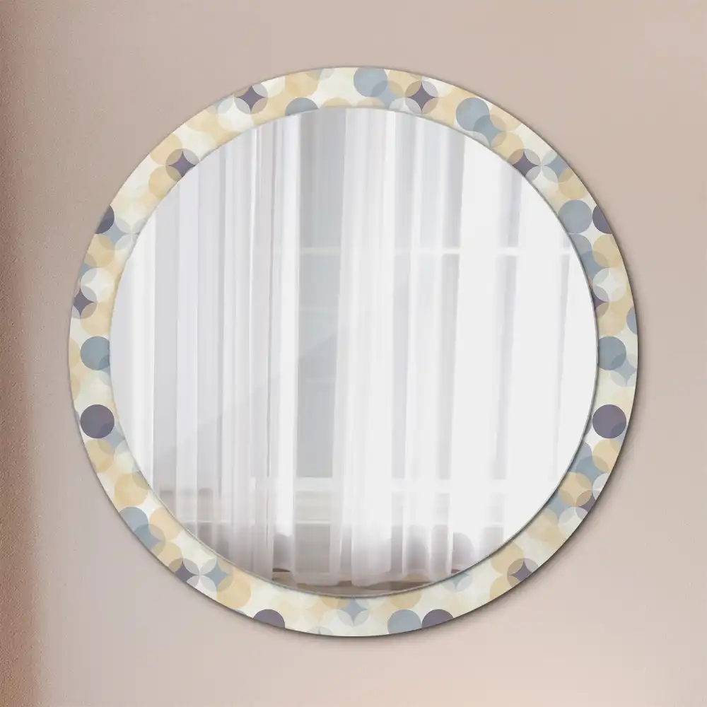 Oglindă rotundă decorativă cu cercuri geometrice