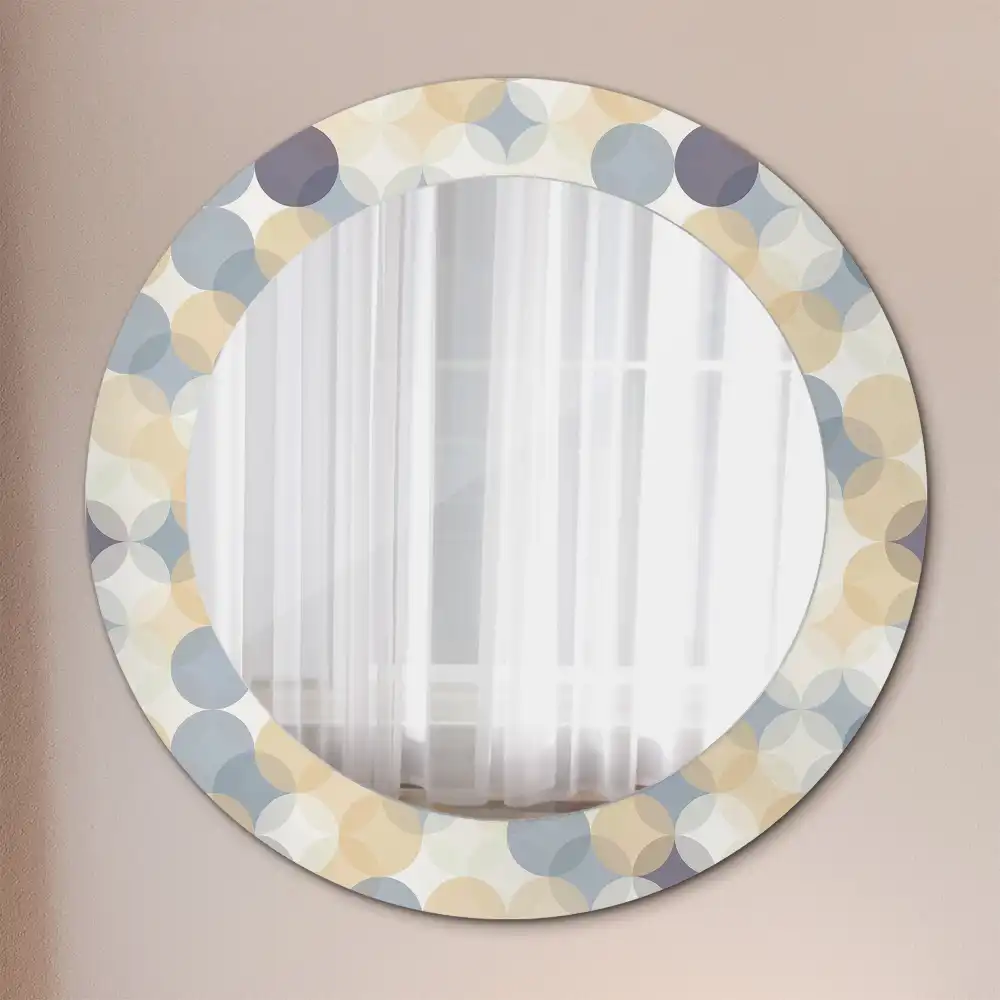 Oglindă rotundă decorativă cu cercuri geometrice