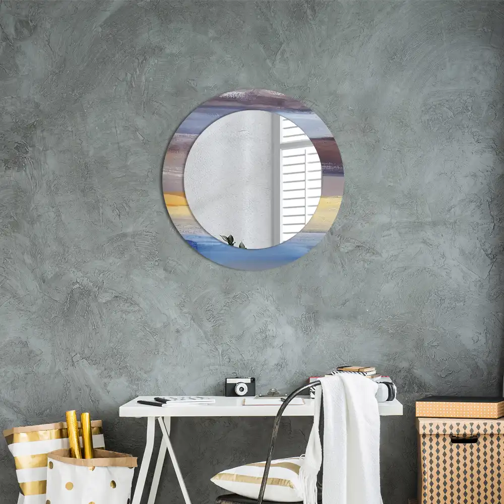 Oglindă rotundă decorativă de perete cu pictură abstractă