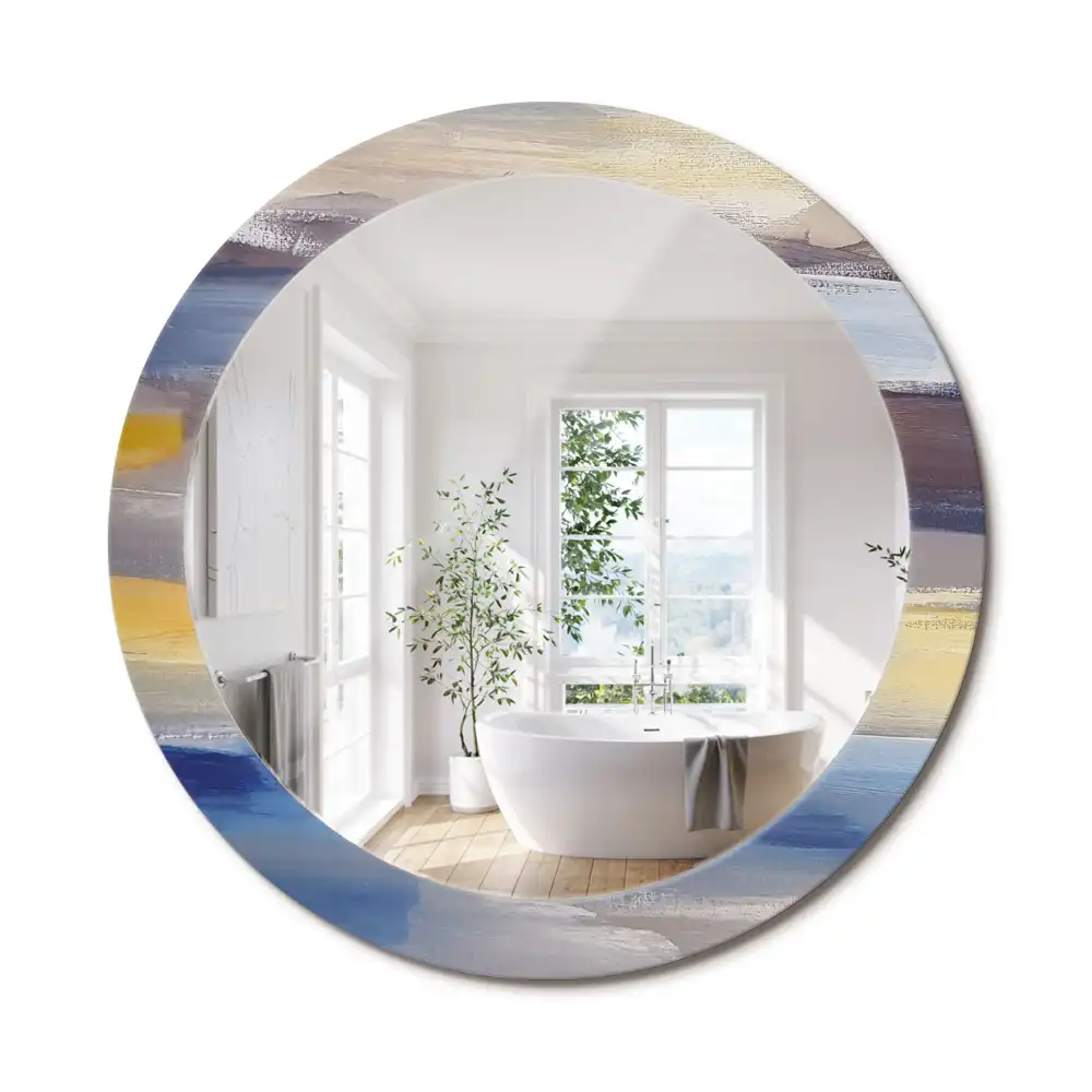 Oglindă rotundă decorativă de perete cu pictură abstractă