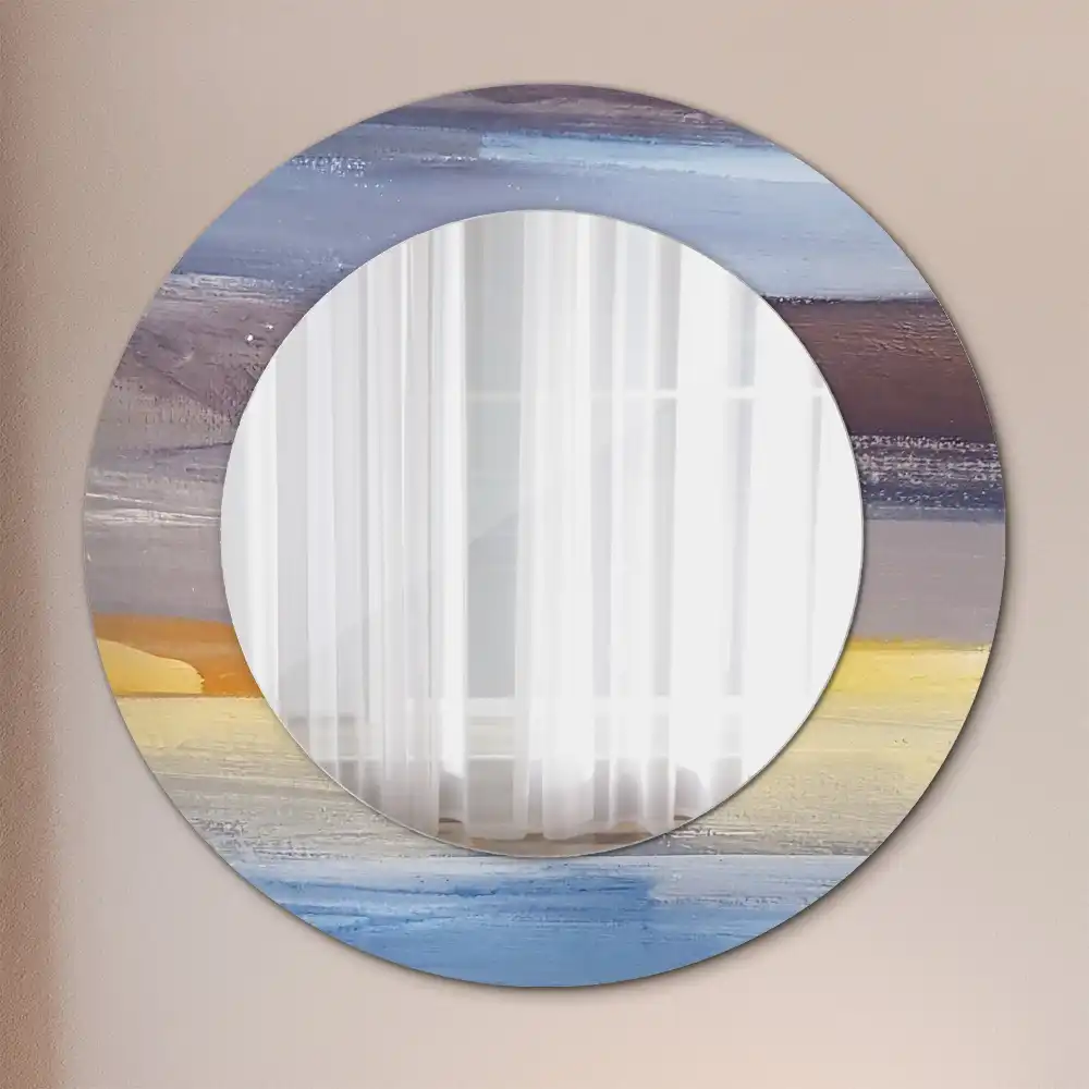 Oglindă rotundă decorativă de perete cu pictură abstractă
