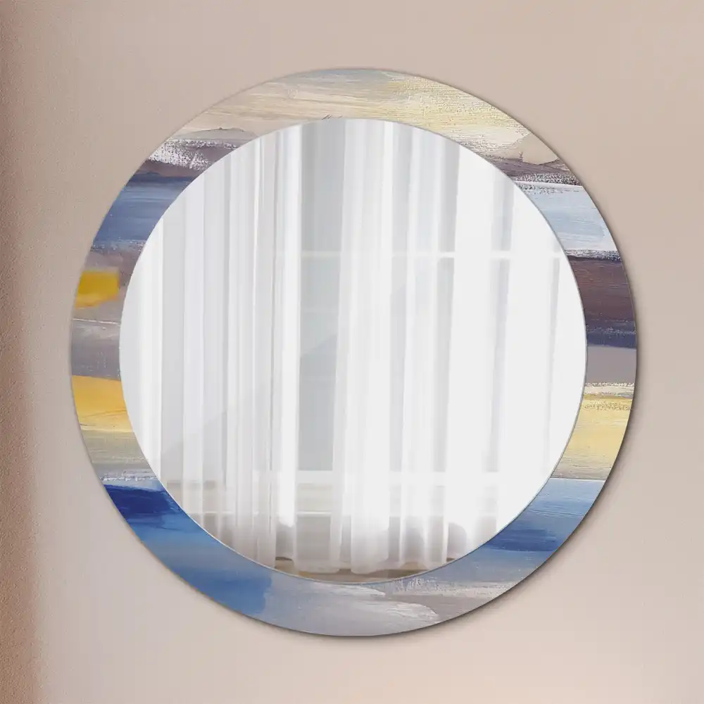 Oglindă rotundă decorativă de perete cu pictură abstractă