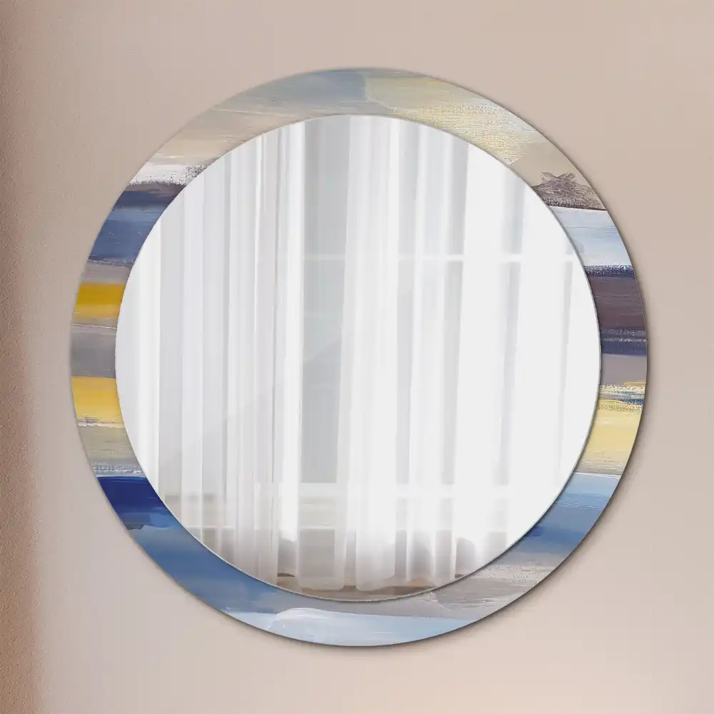 Oglindă rotundă decorativă de perete cu pictură abstractă