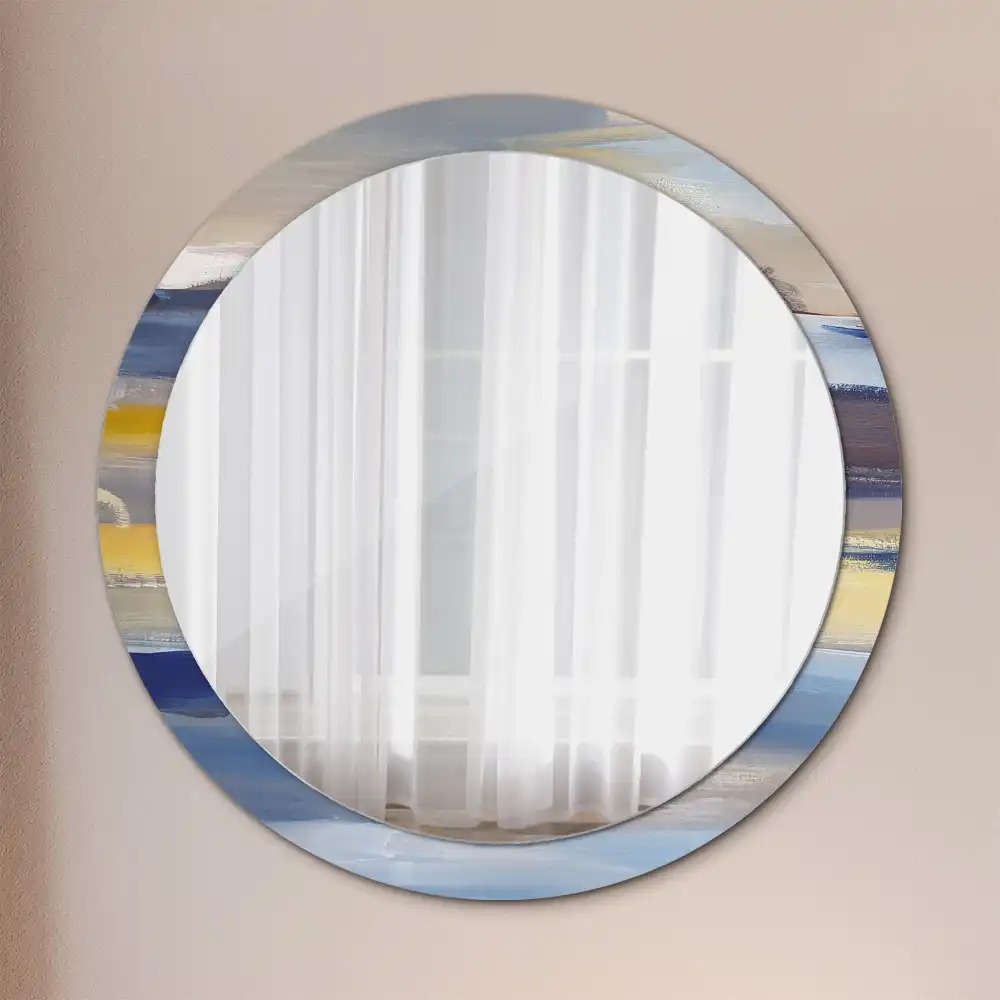 Oglindă rotundă decorativă de perete cu pictură abstractă