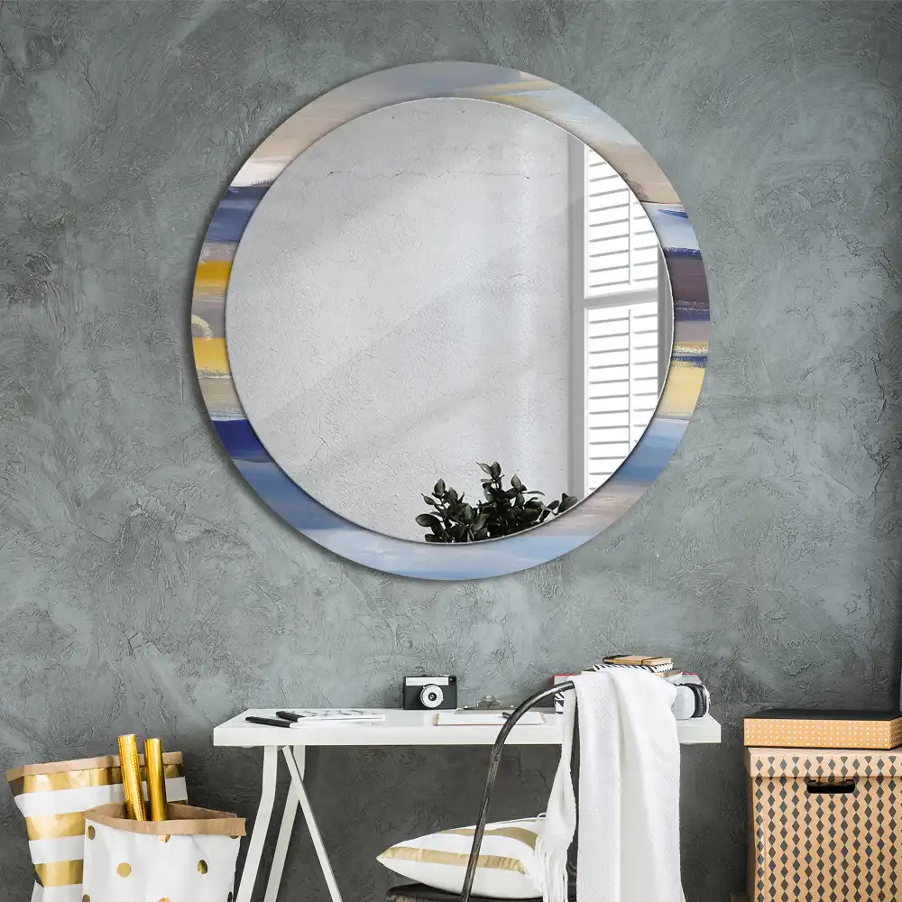Oglindă rotundă decorativă de perete cu pictură abstractă