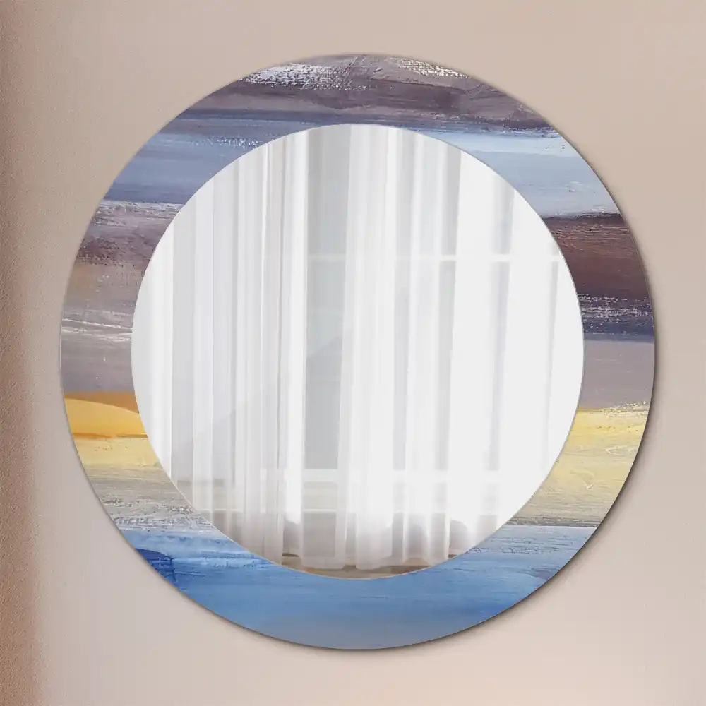 Oglindă rotundă decorativă de perete cu pictură abstractă