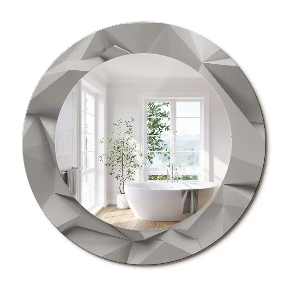 Oglindă decorativă rotundă cu design abstract din cristal alb