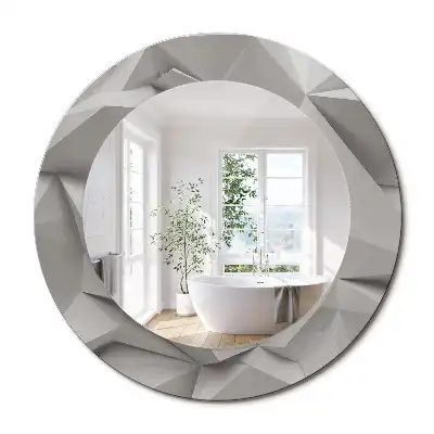 Oglindă decorativă rotundă cu design abstract din cristal alb