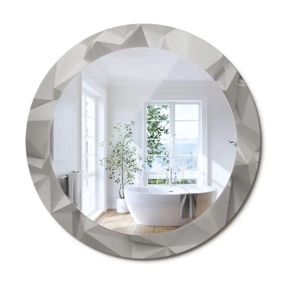 Oglindă decorativă rotundă cu design abstract din cristal alb
