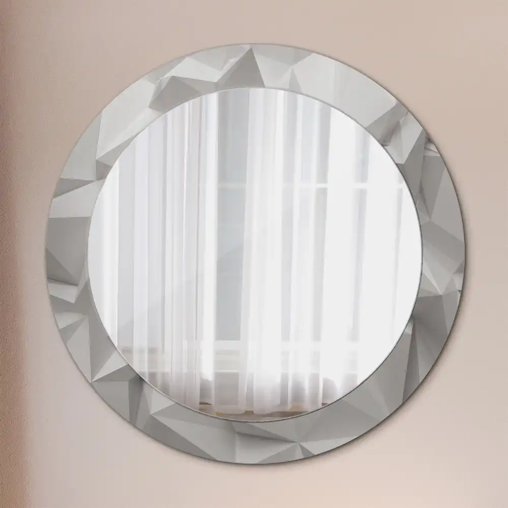 Oglindă decorativă rotundă cu design abstract din cristal alb