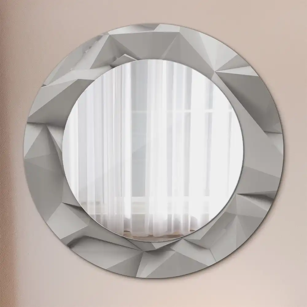 Oglindă decorativă rotundă cu design abstract din cristal alb