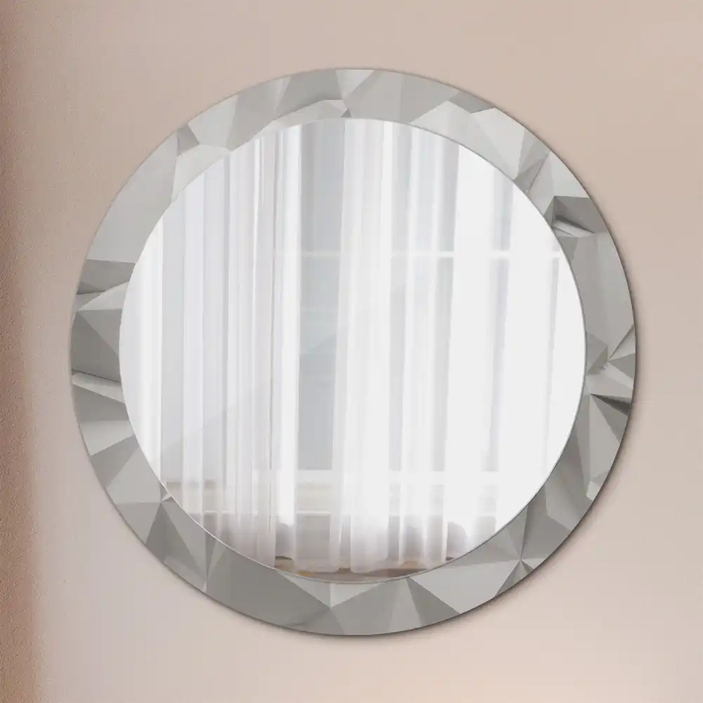 Oglindă decorativă rotundă cu design abstract din cristal alb