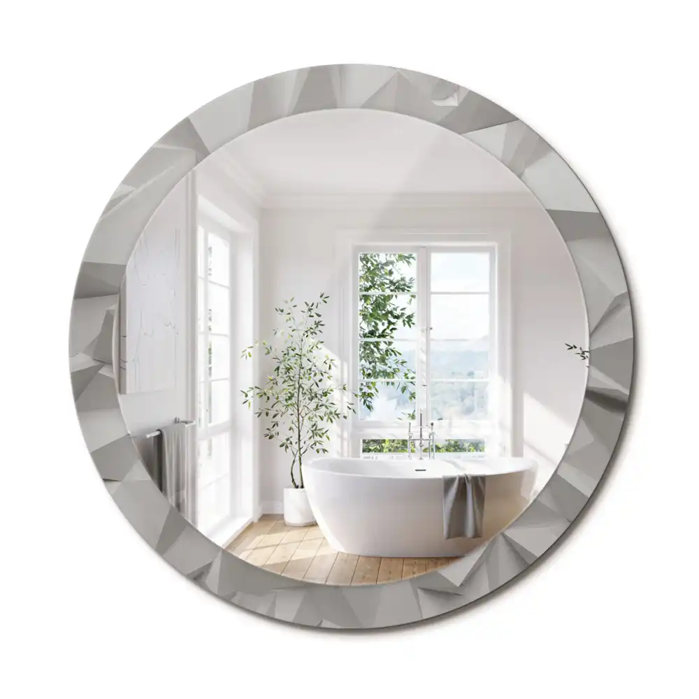 Oglindă decorativă rotundă cu design abstract din cristal alb