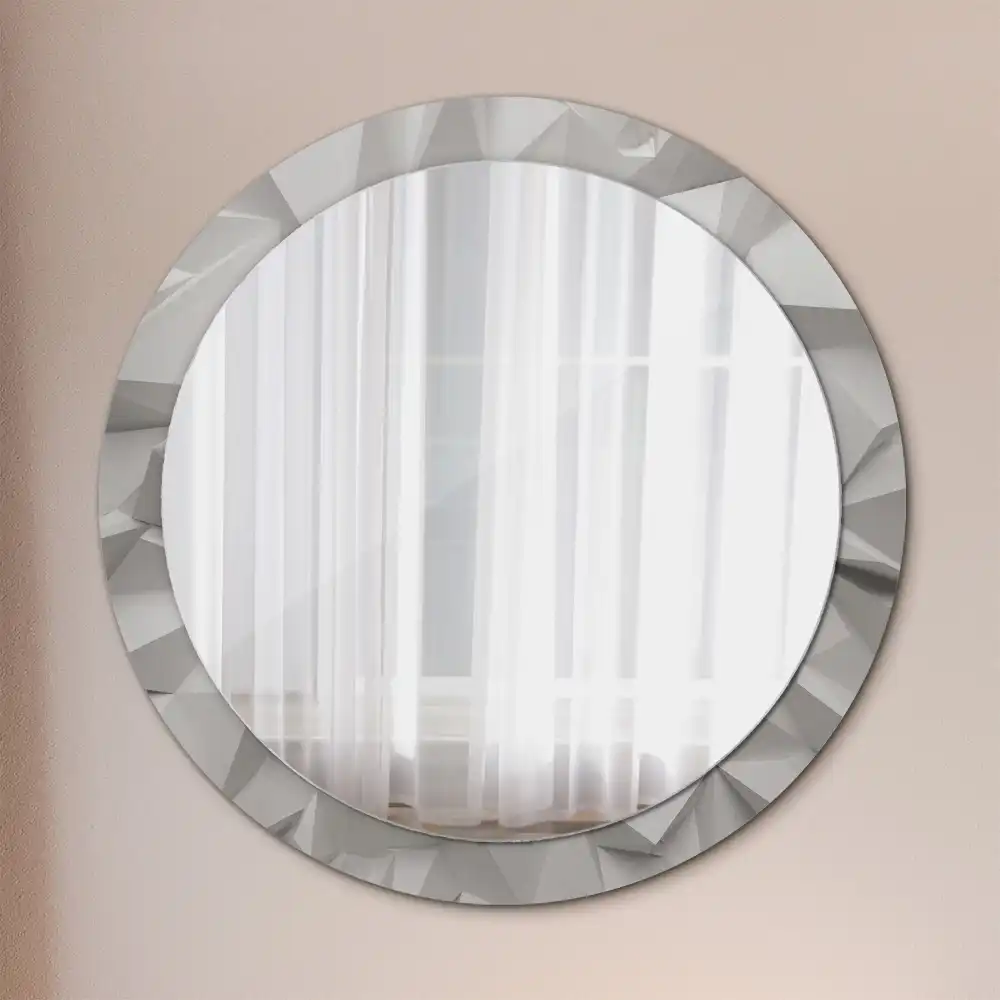 Oglindă decorativă rotundă cu design abstract din cristal alb