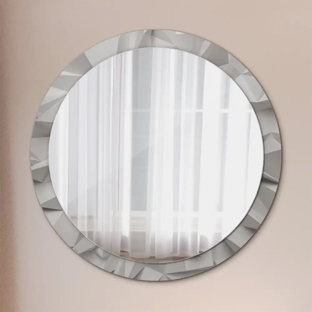 Oglindă decorativă rotundă cu design abstract din cristal alb