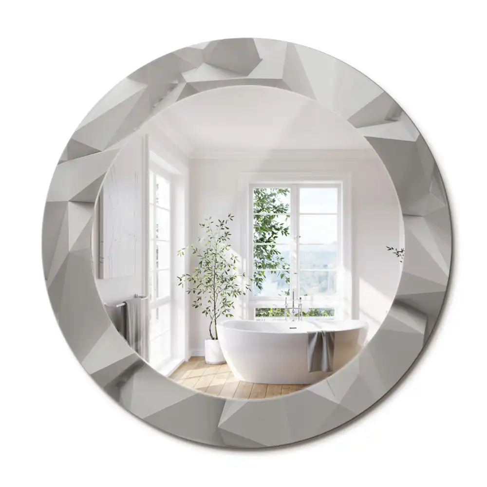 Oglindă decorativă rotundă cu design abstract din cristal alb