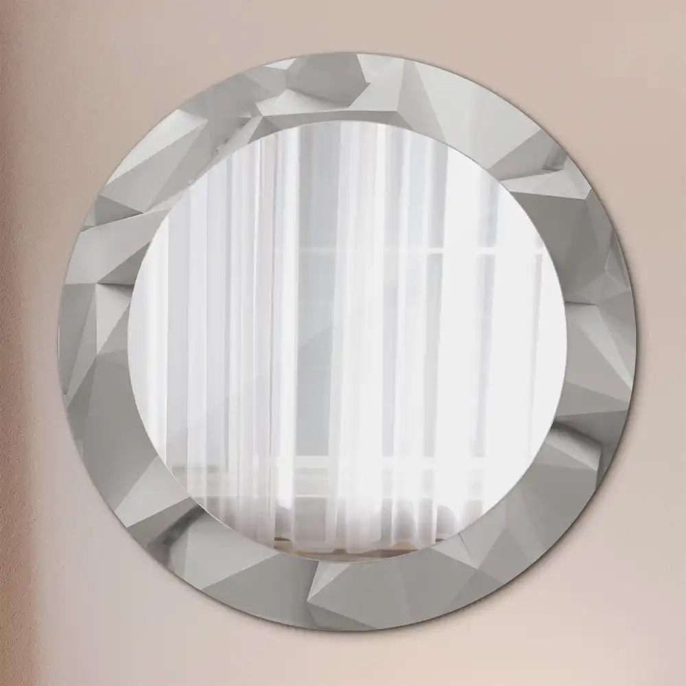 Oglindă decorativă rotundă cu design abstract din cristal alb
