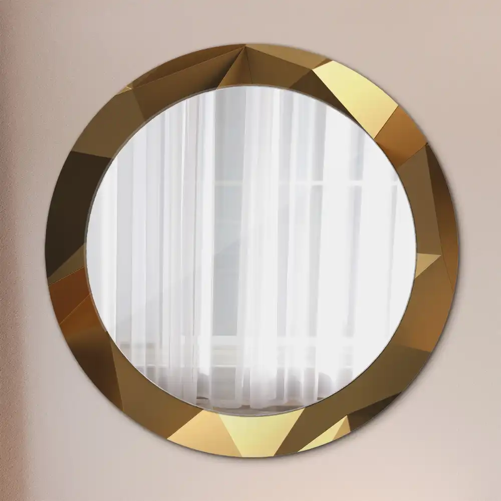 Oglindă rotundă cu ramă cu imprimeu geometric