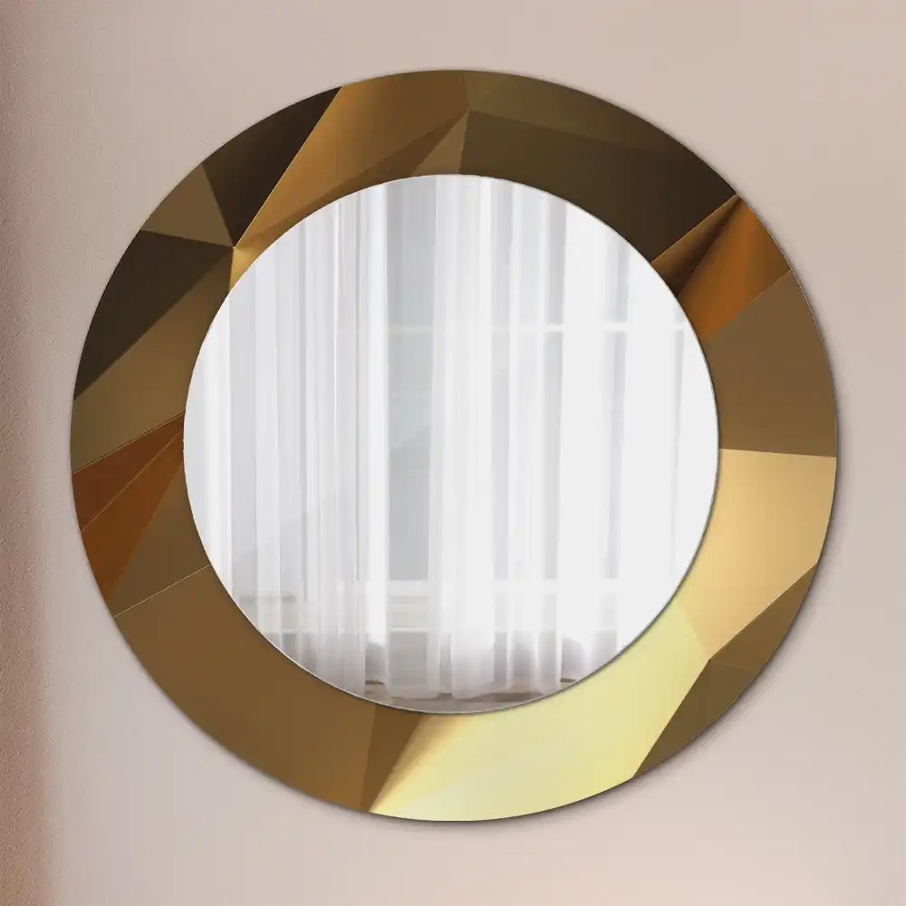Oglindă rotundă cu ramă cu imprimeu geometric