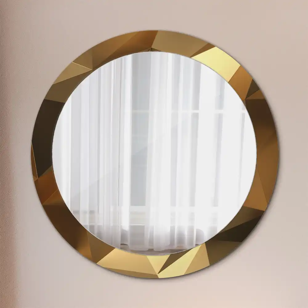 Oglindă rotundă cu ramă cu imprimeu geometric