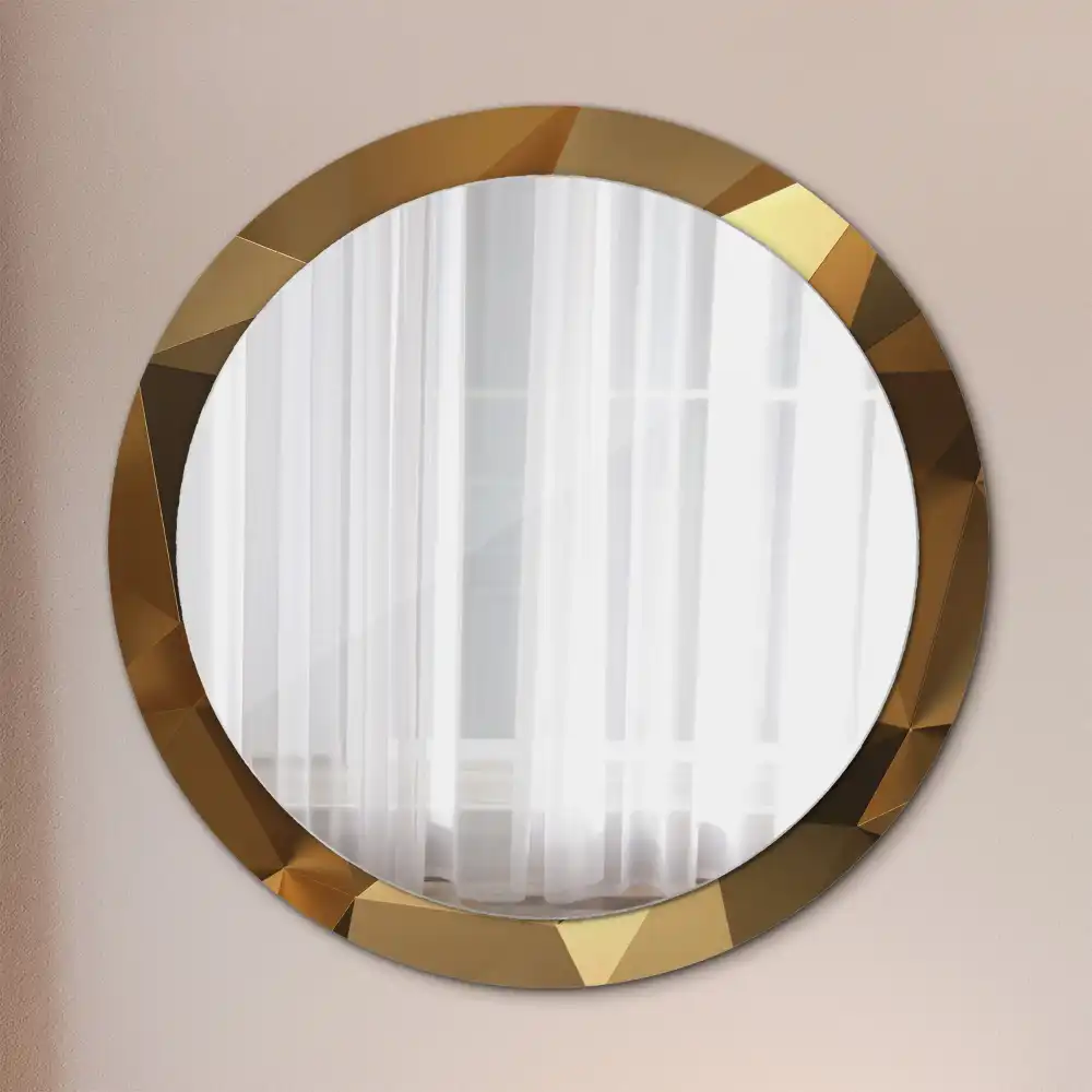 Oglindă rotundă cu ramă cu imprimeu geometric