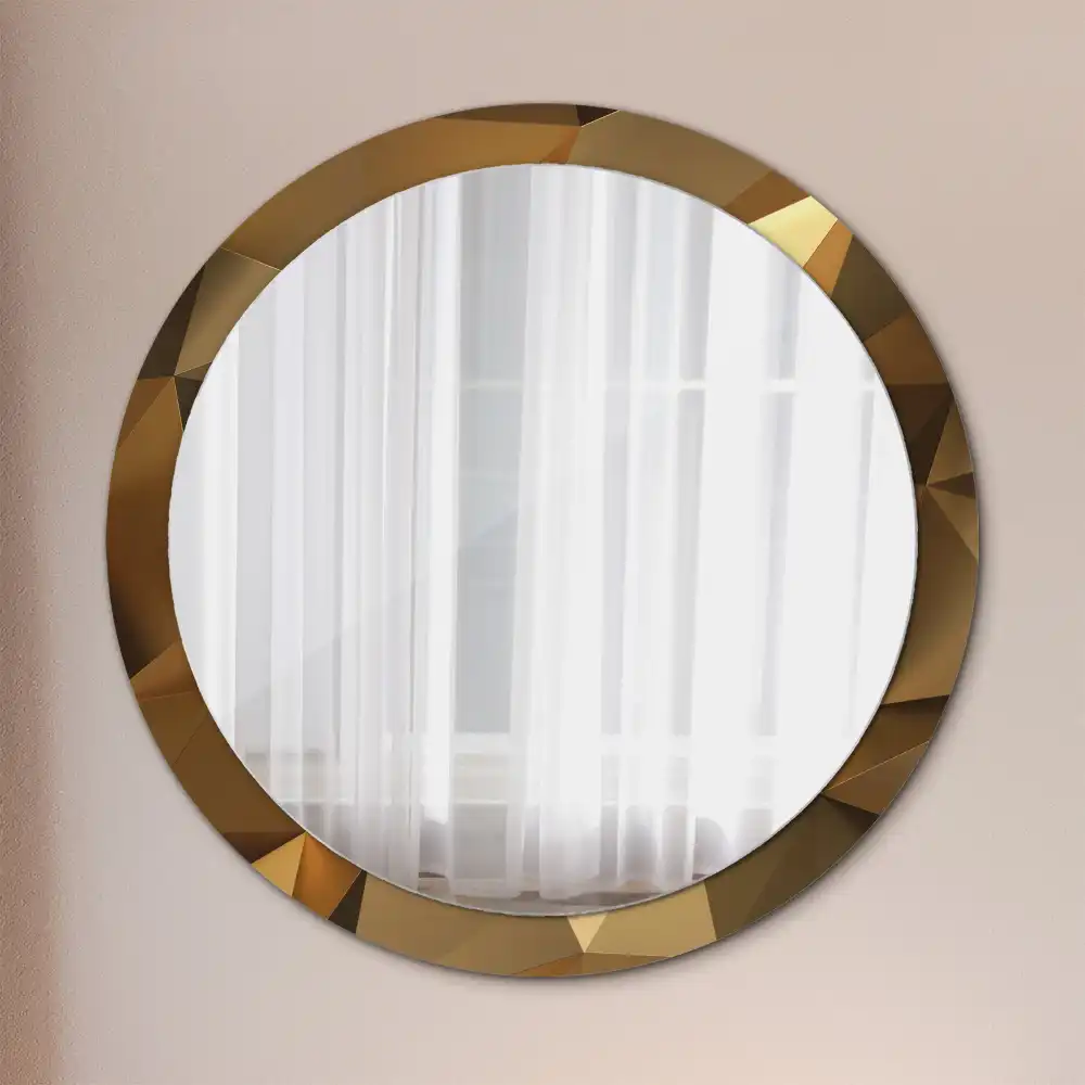 Oglindă rotundă cu ramă cu imprimeu geometric