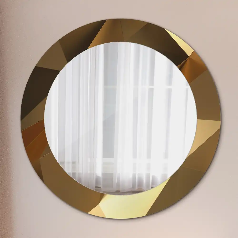 Oglindă rotundă cu ramă cu imprimeu geometric