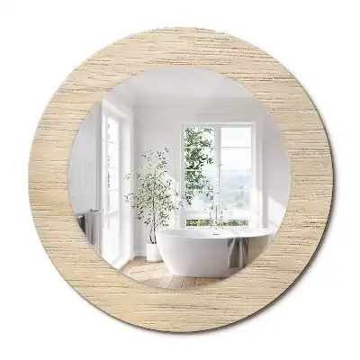 Oglindă rotundă decorativă de perete din lemn deschis