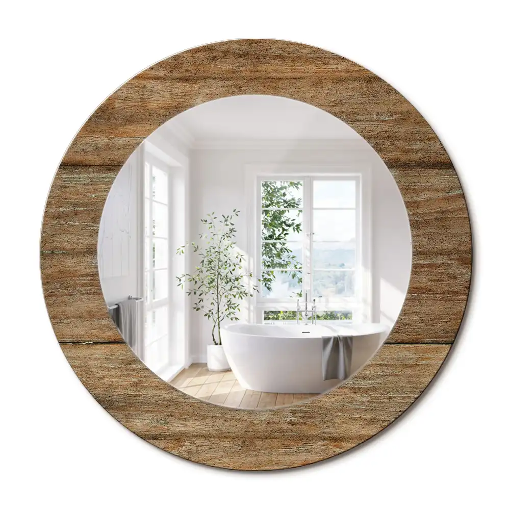 Oglindă rotundă decorativă din lemn vechi