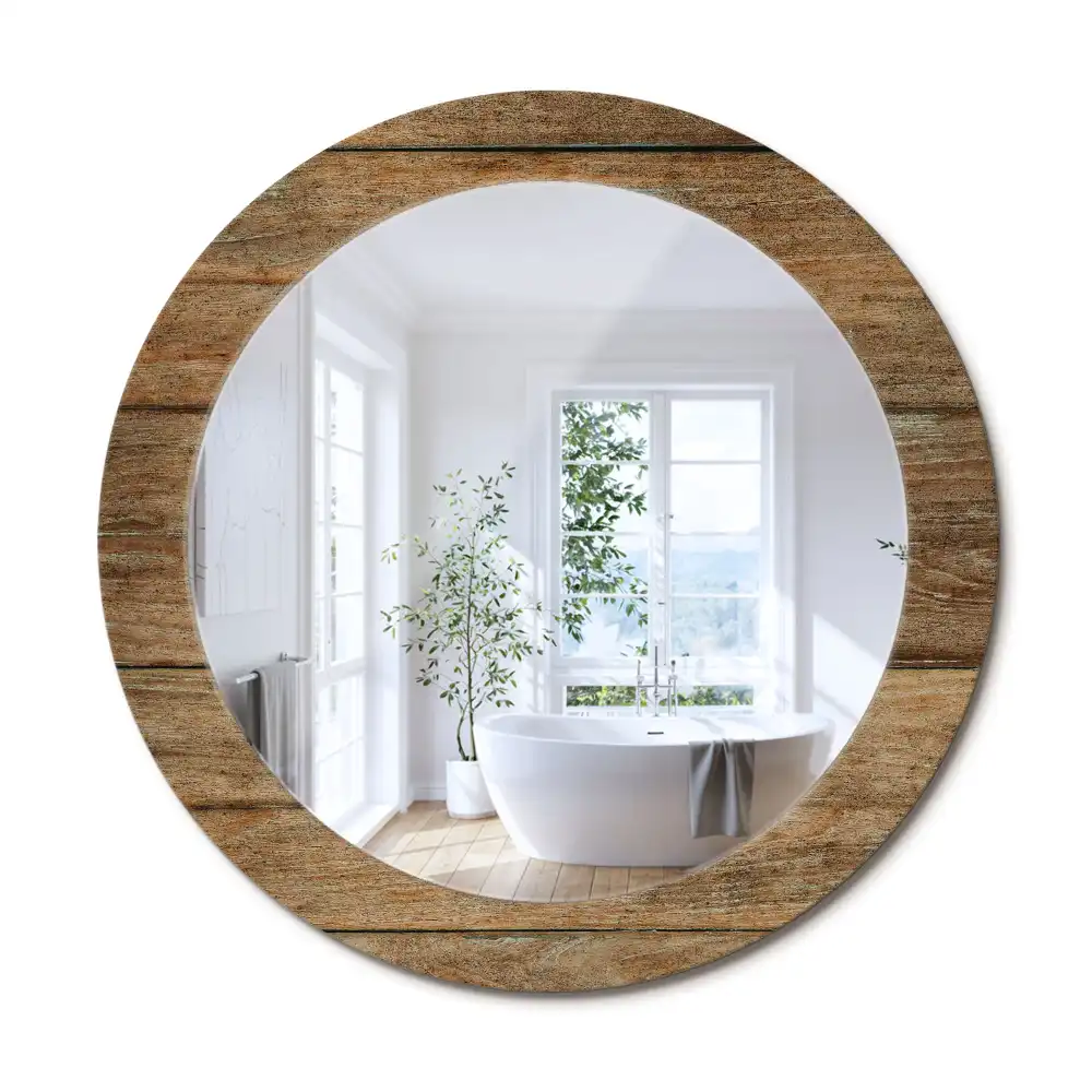 Oglindă rotundă decorativă din lemn vechi