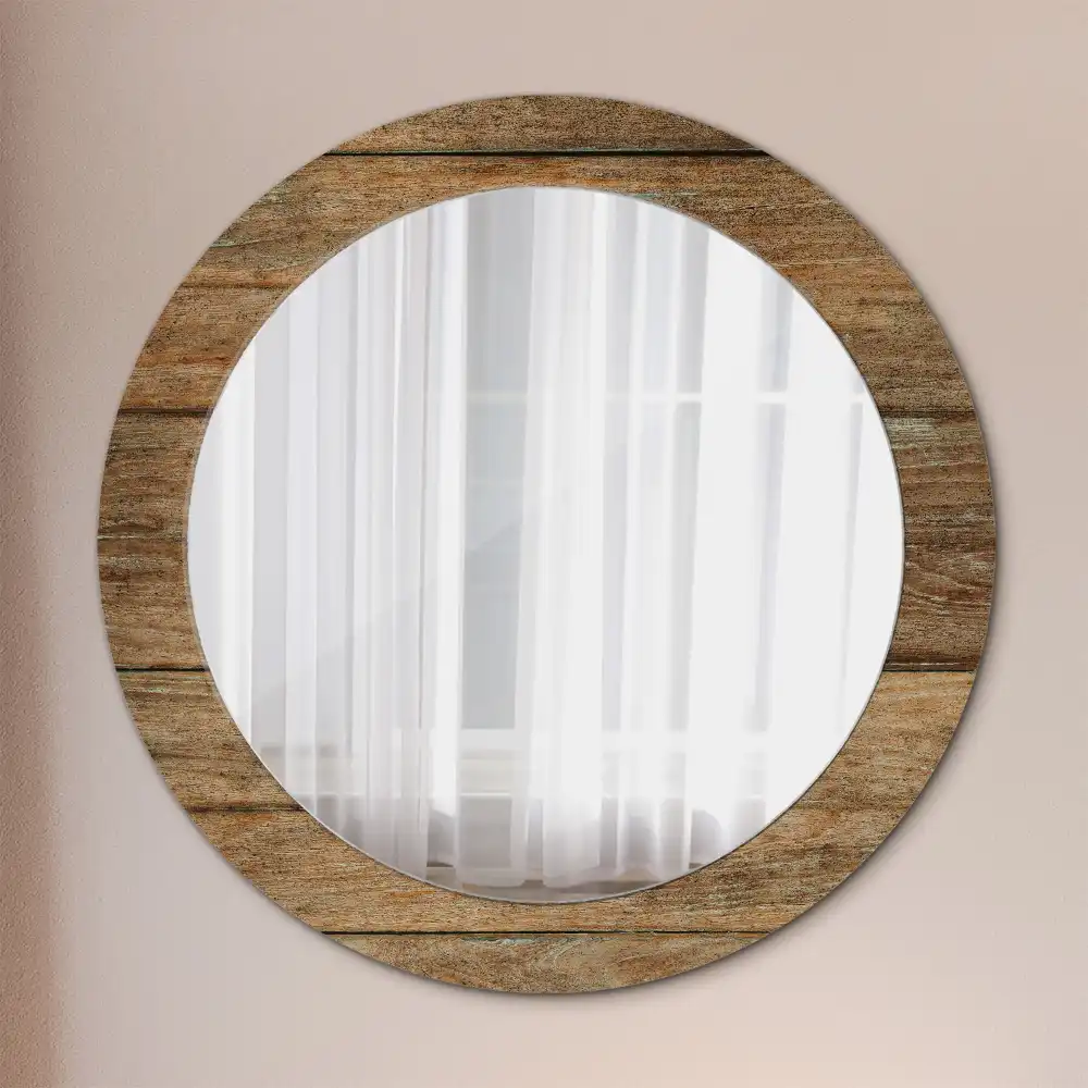 Oglindă rotundă decorativă din lemn vechi