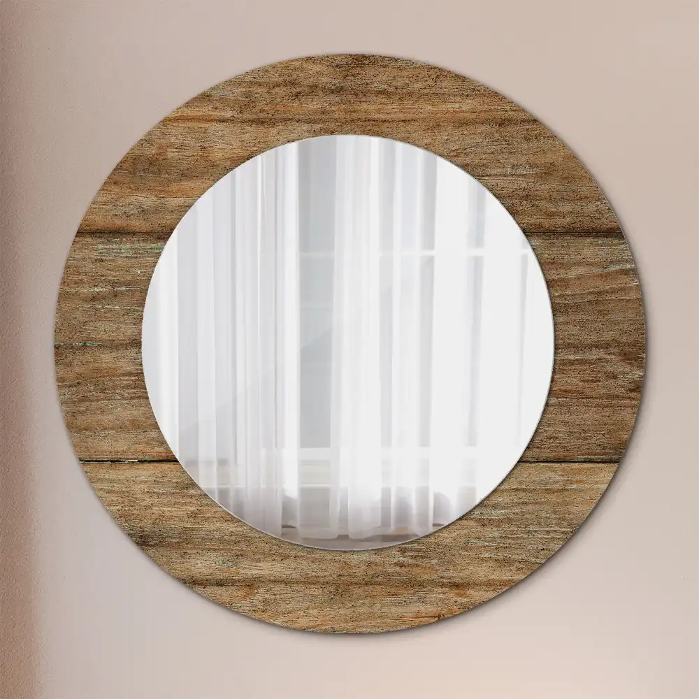 Oglindă rotundă decorativă din lemn vechi