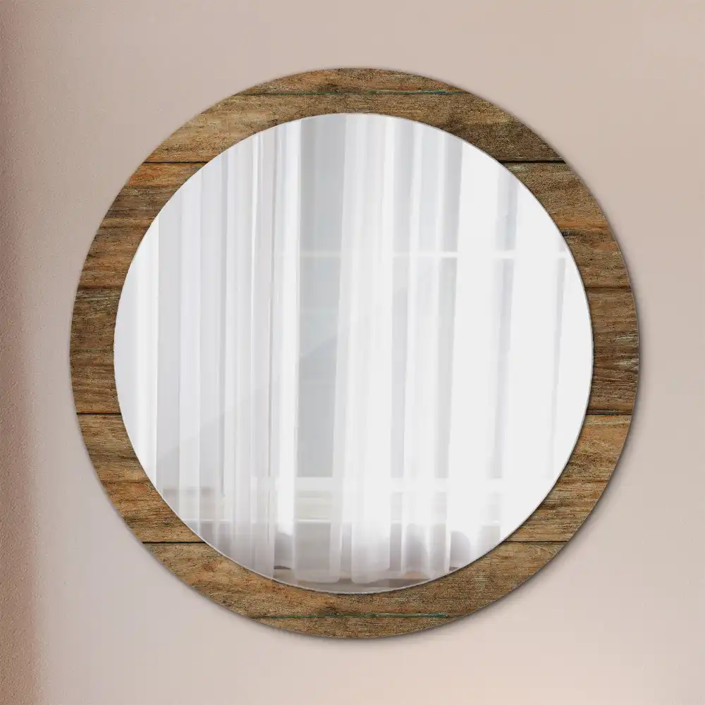 Oglindă rotundă decorativă din lemn vechi