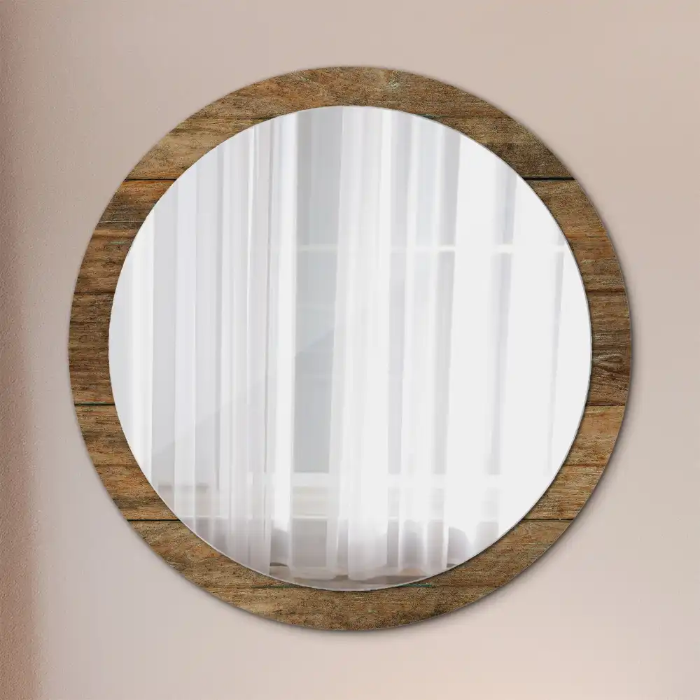 Oglindă rotundă decorativă din lemn vechi