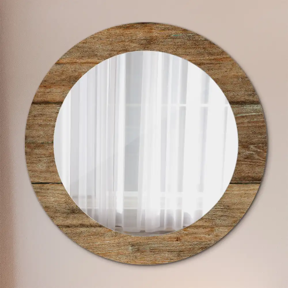 Oglindă rotundă decorativă din lemn vechi