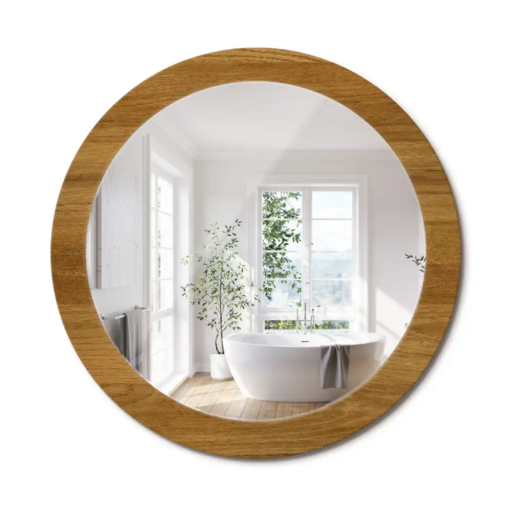 Oglinda rotunda imprimata stejar rustic