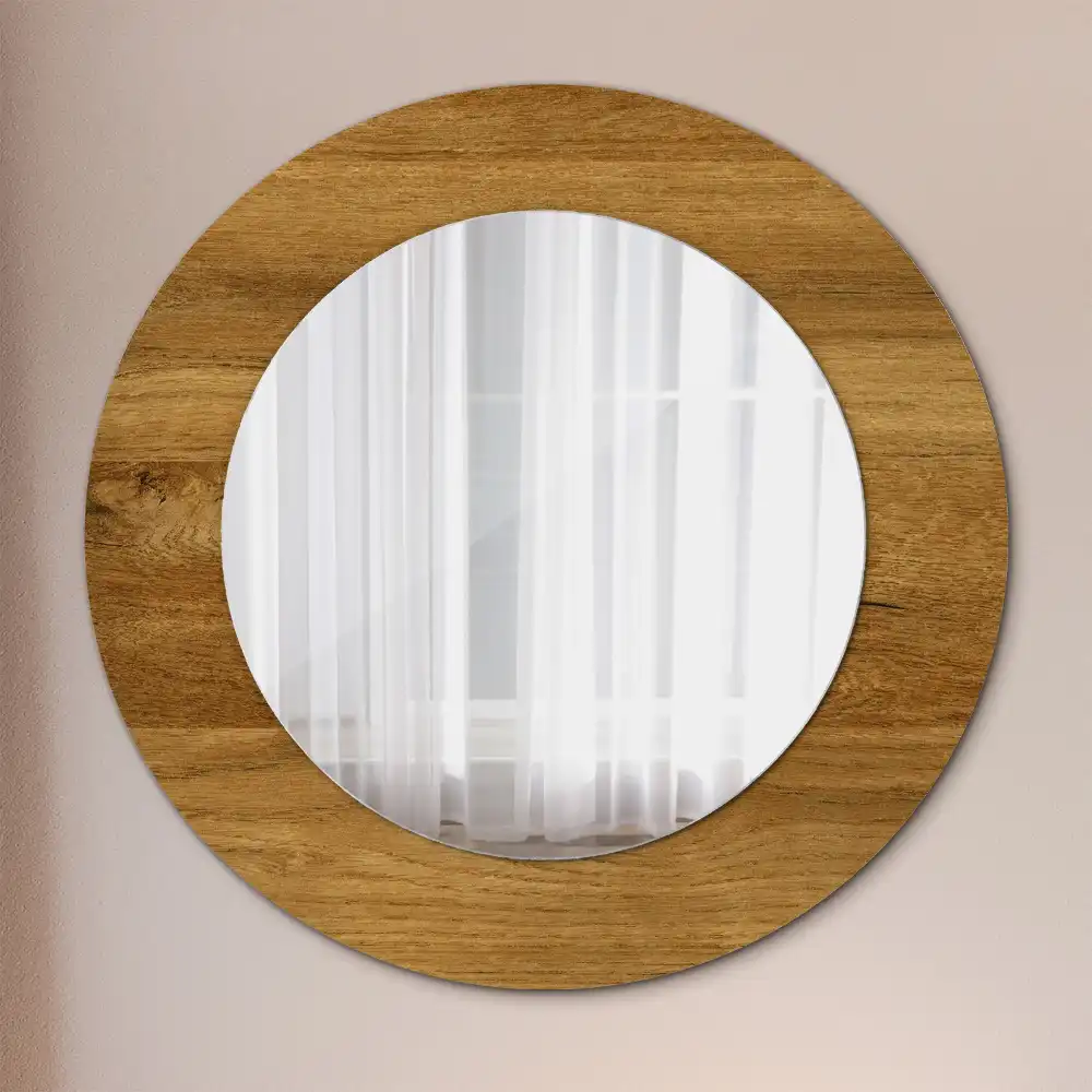 Oglinda rotunda imprimata stejar rustic