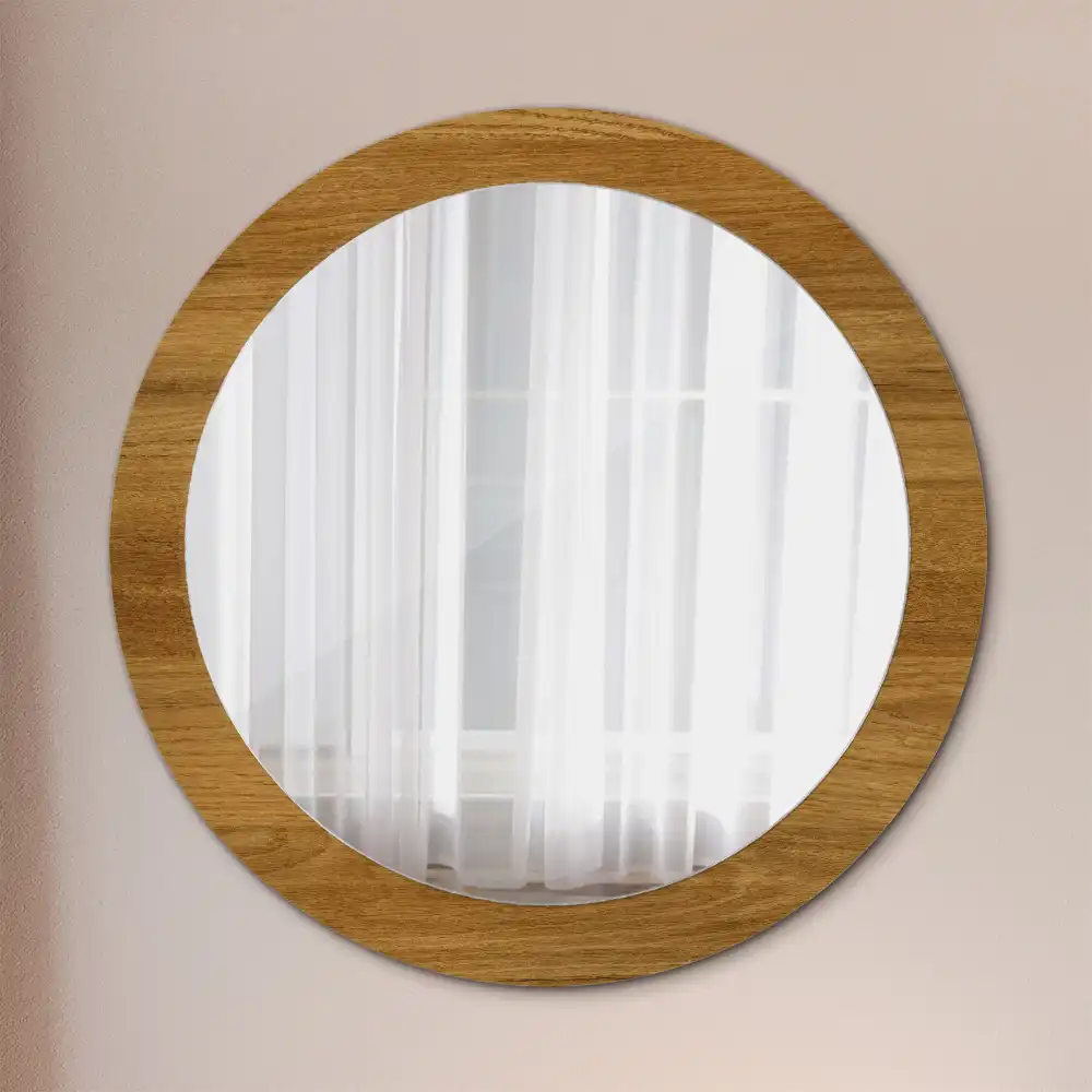Oglinda rotunda imprimata stejar rustic