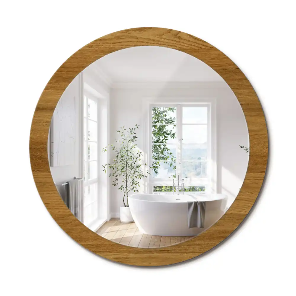 Oglinda rotunda imprimata stejar rustic