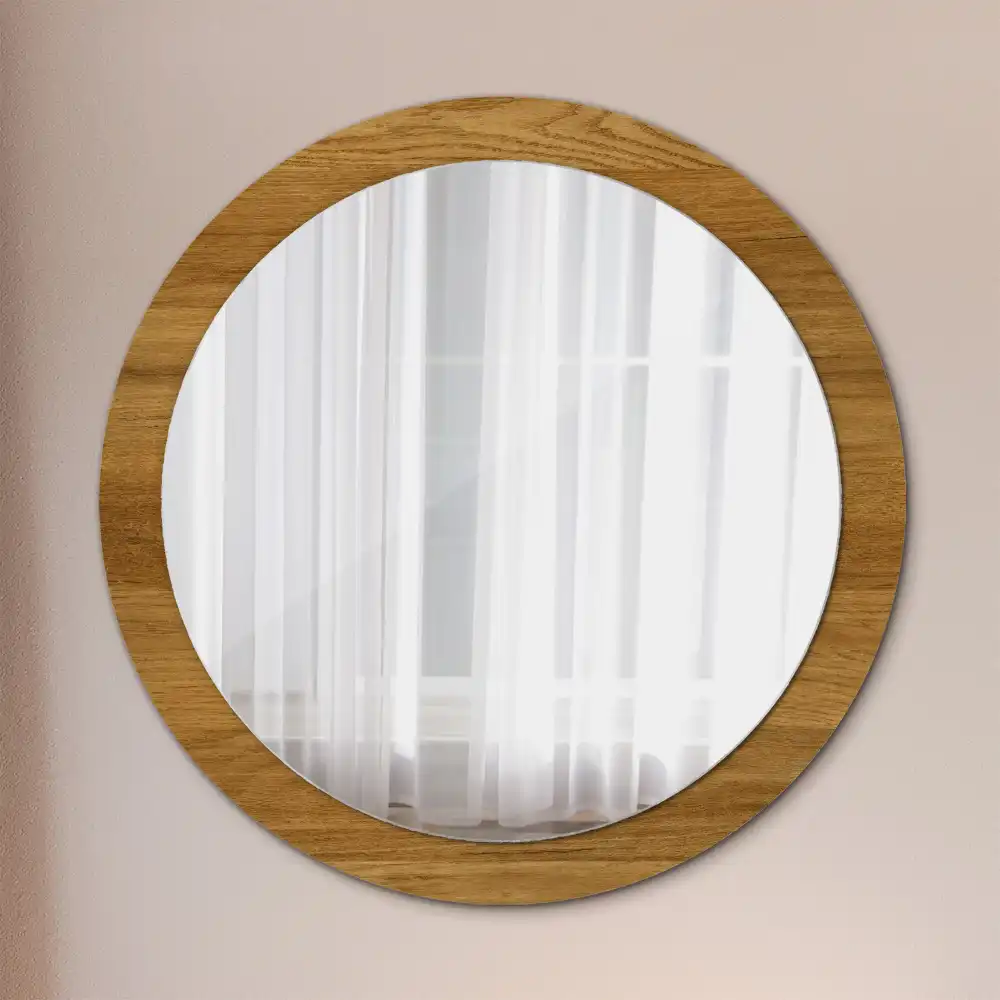 Oglinda rotunda imprimata stejar rustic