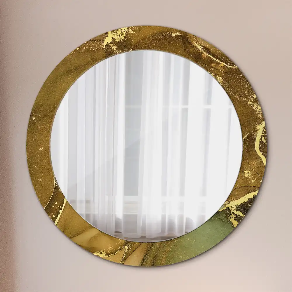 Oglindă rotundă cu imprimeu vârtejuri metalice