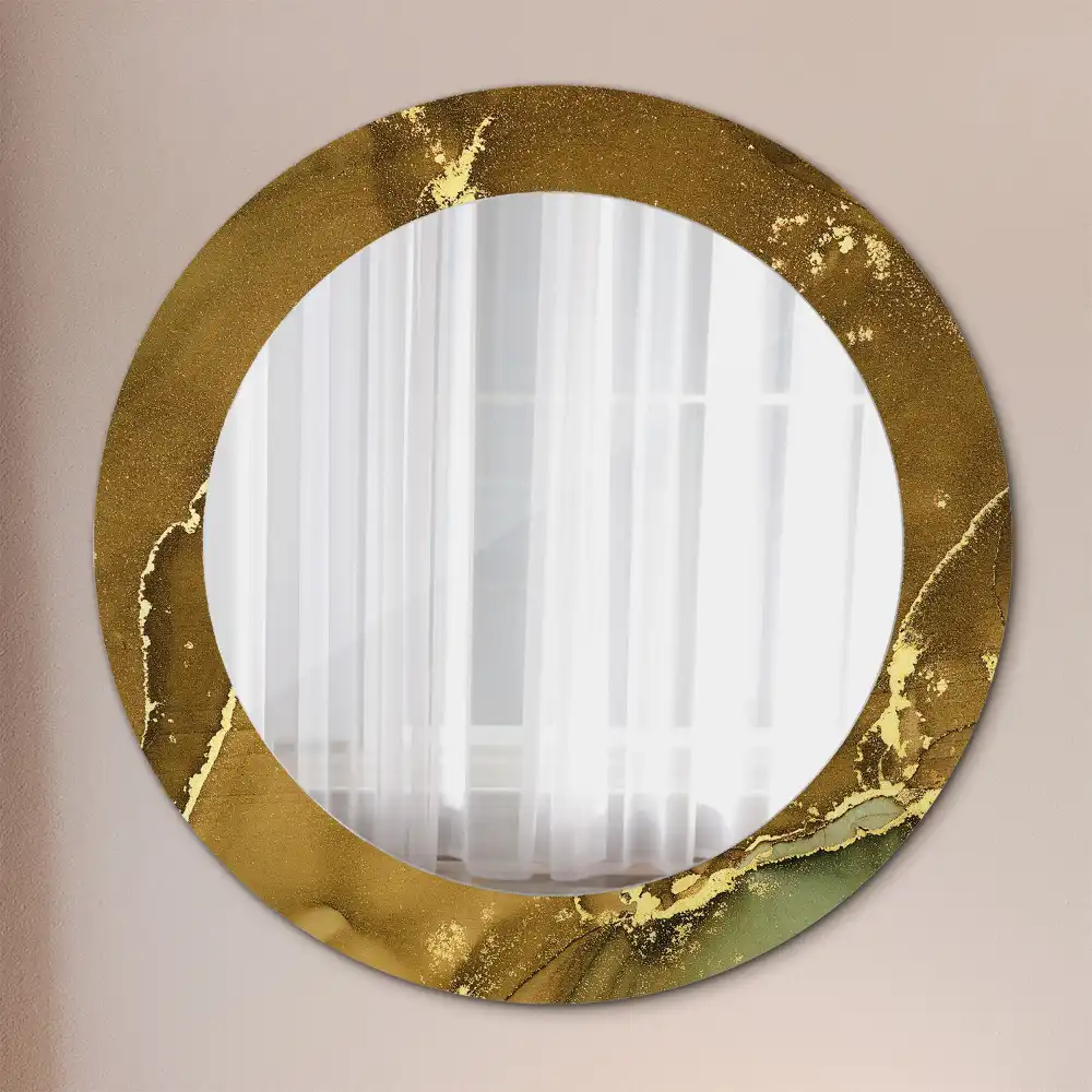 Oglindă rotundă cu imprimeu vârtejuri metalice