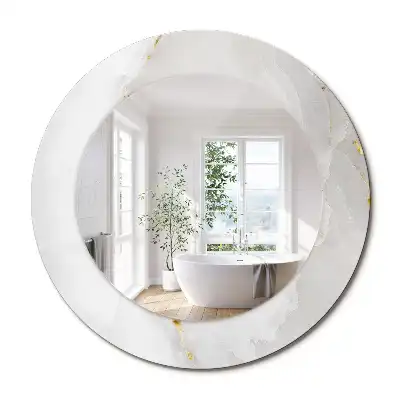 Oglindă rotundă decorativă cu aspect de marmură lucioasă