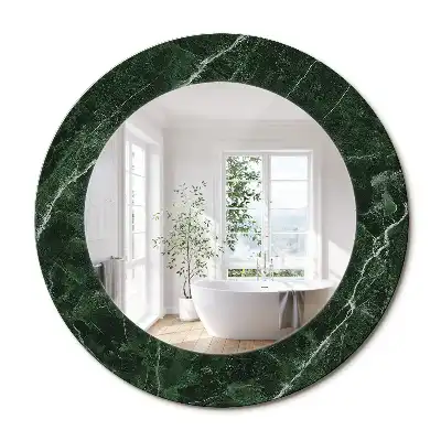 Oglindă decorativă rotundă cu ramă din marmură verde