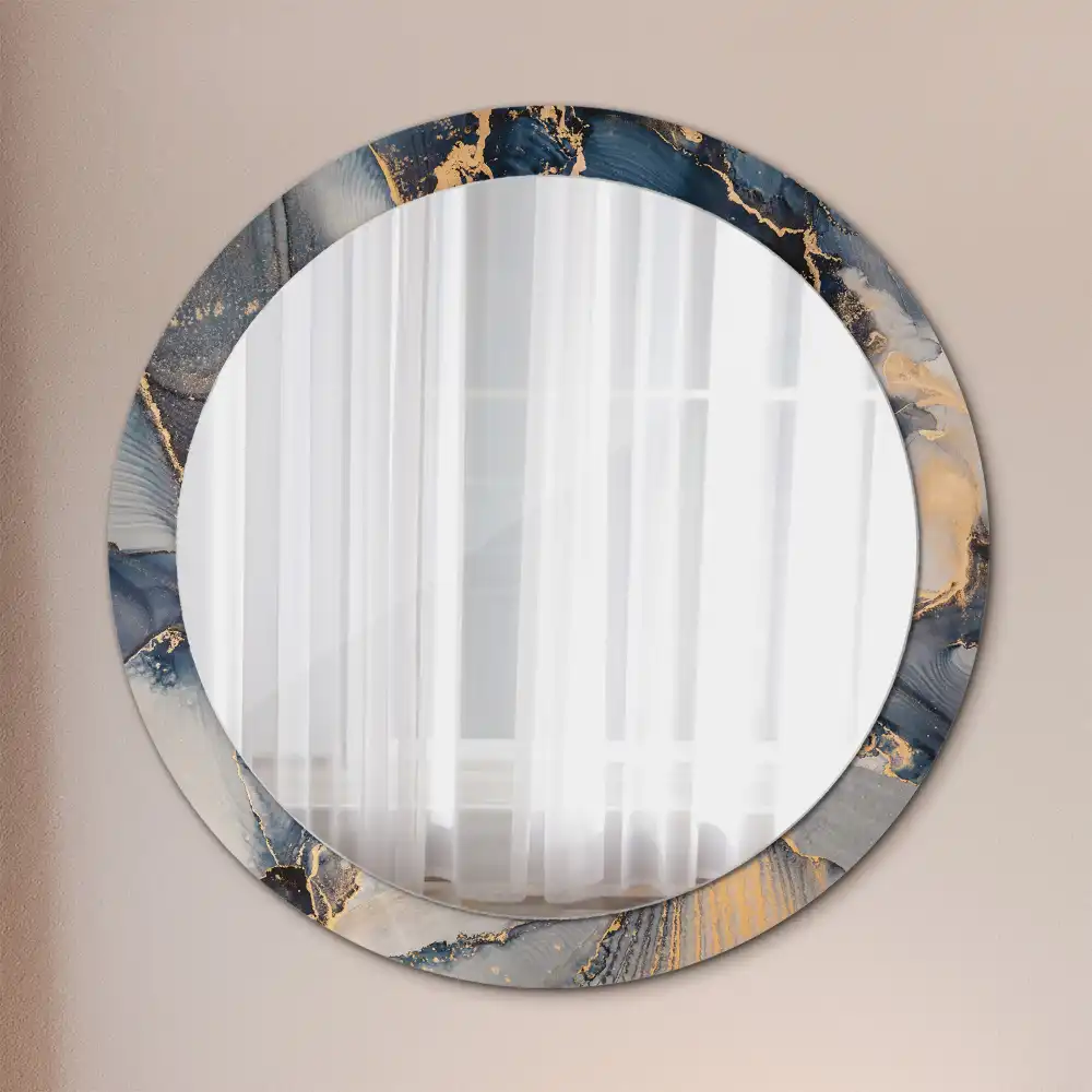 Oglindă rotundă cu ramă cu imprimeu abstract