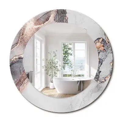 Oglindă decorativă rotundă cu design abstract din marmură