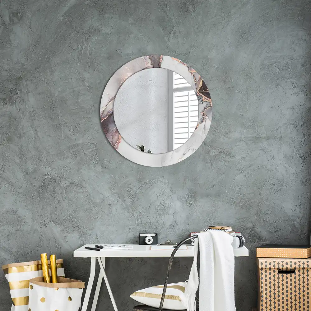 Oglindă decorativă rotundă cu design abstract din marmură