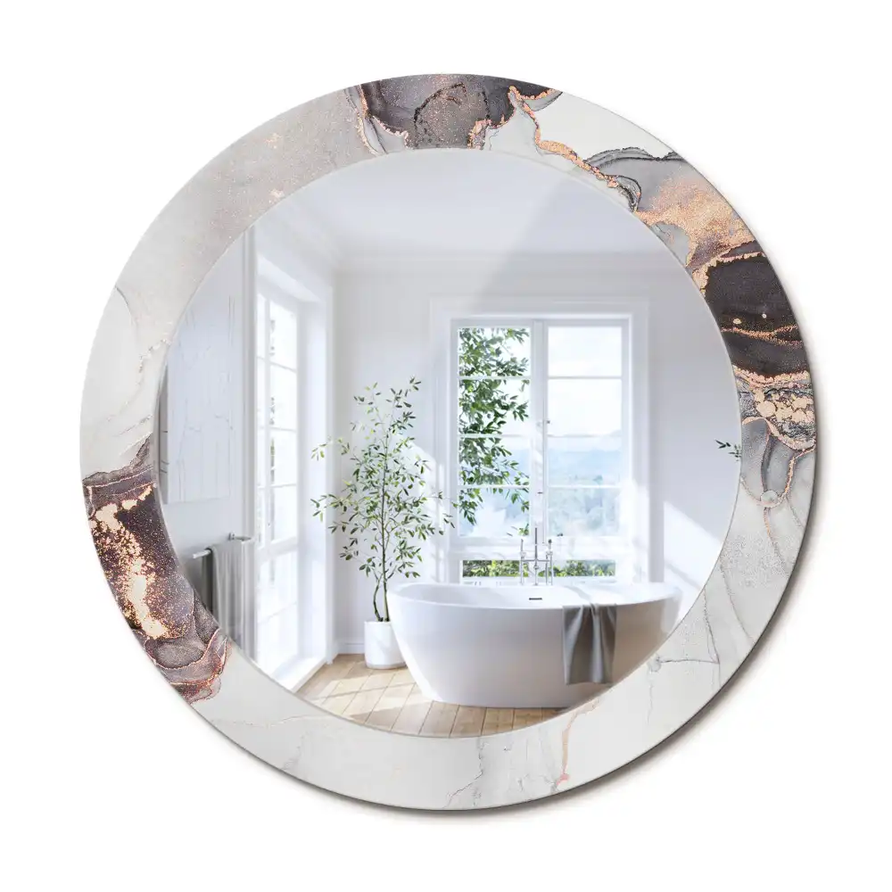 Oglindă decorativă rotundă cu design abstract din marmură