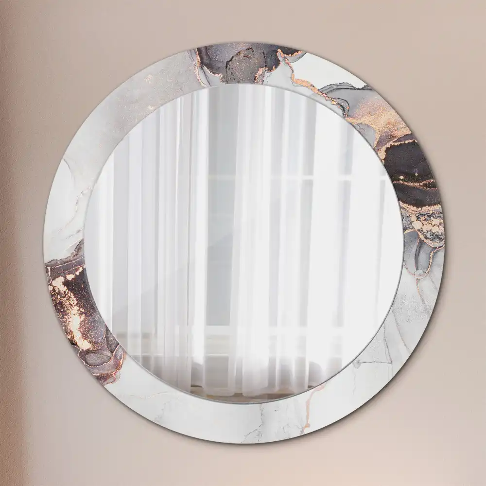 Oglindă decorativă rotundă cu design abstract din marmură