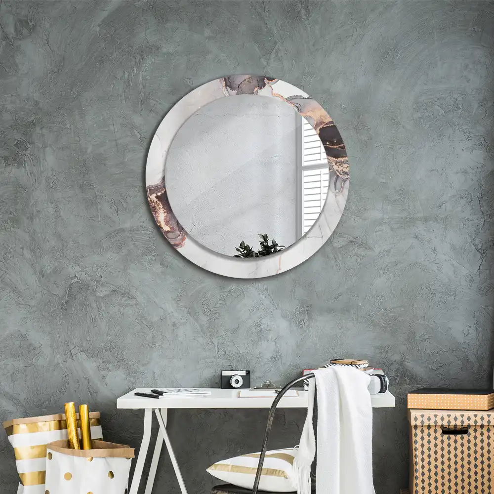 Oglindă decorativă rotundă cu design abstract din marmură